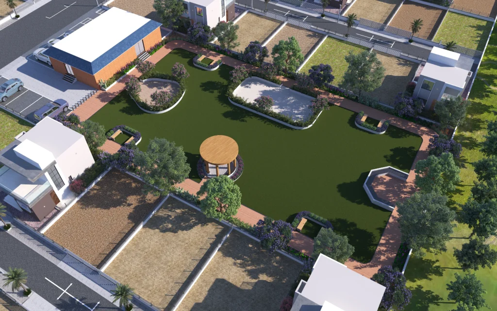 Garden area image of green hill city project by svk landmark